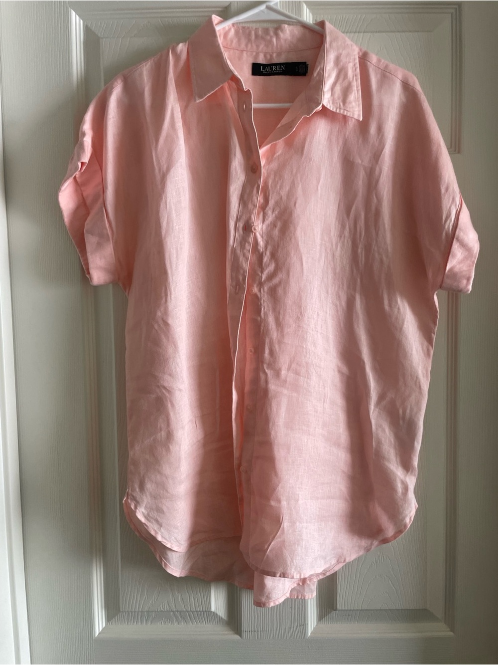 Ralph Lauren Women’s Short Sleeve Button-Down Shirt - Light Pink